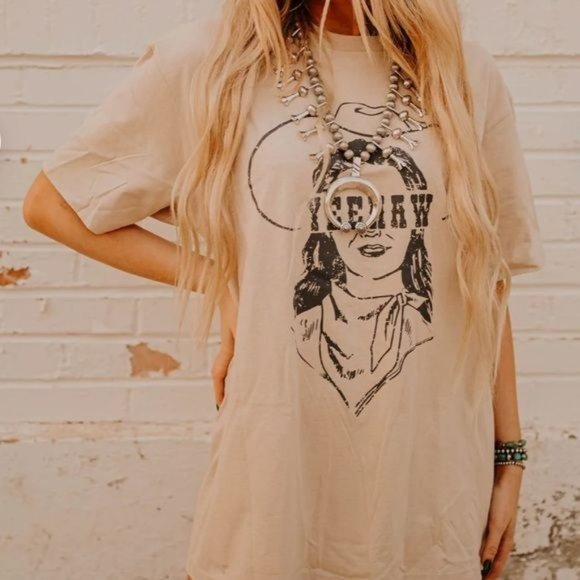 RELISTED Yee Haw Cowgirl Graphic Tee Tan - Picture 3 of 4